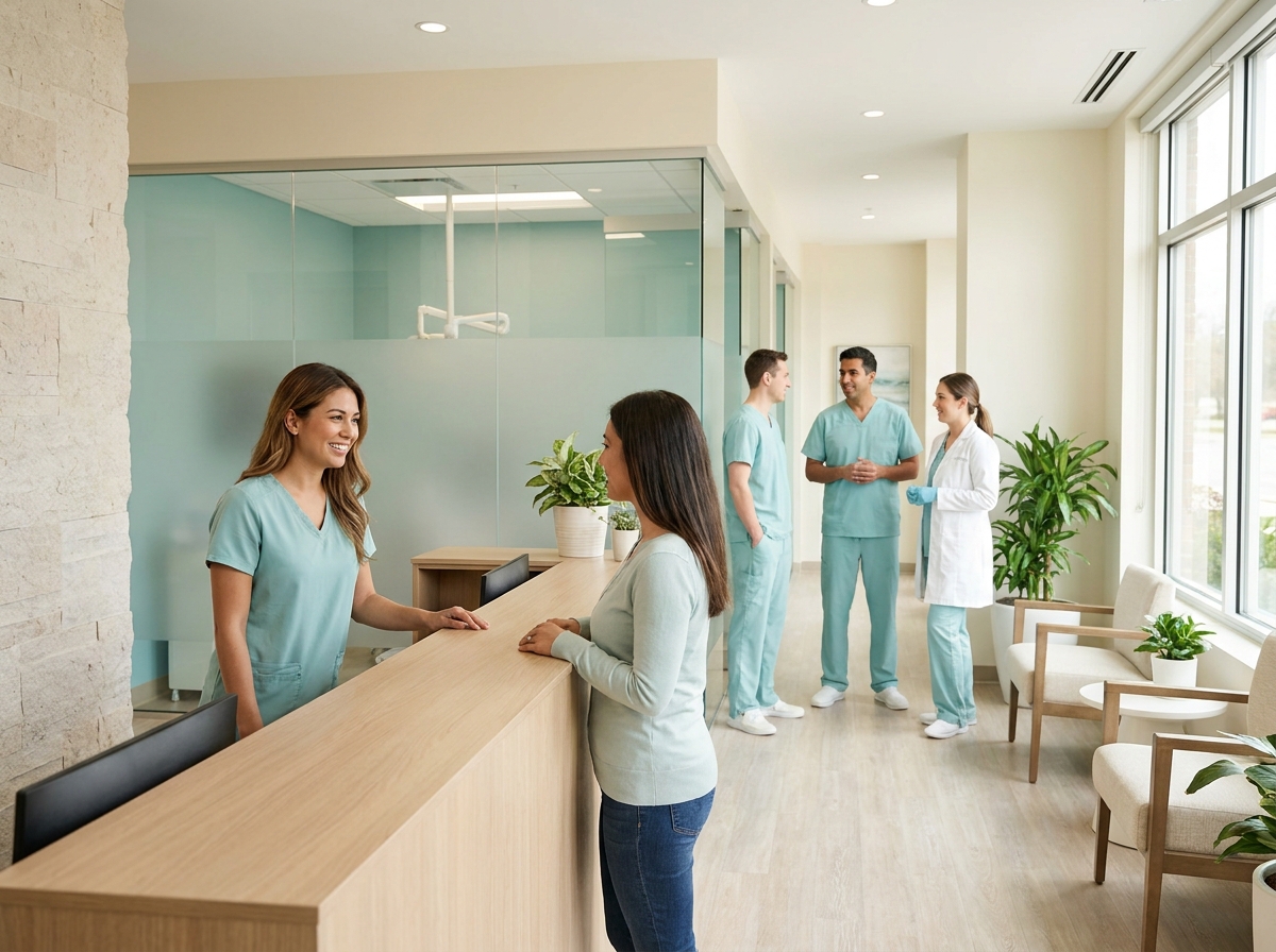 Modern dental reception area